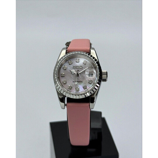 Custom Seiko Mod • Pink Pearl Diamond MOP Silver Datejust • 26mm